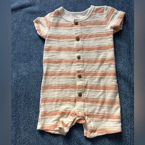 Huggies Organic Cotton Striped Button Romper | Size 12M